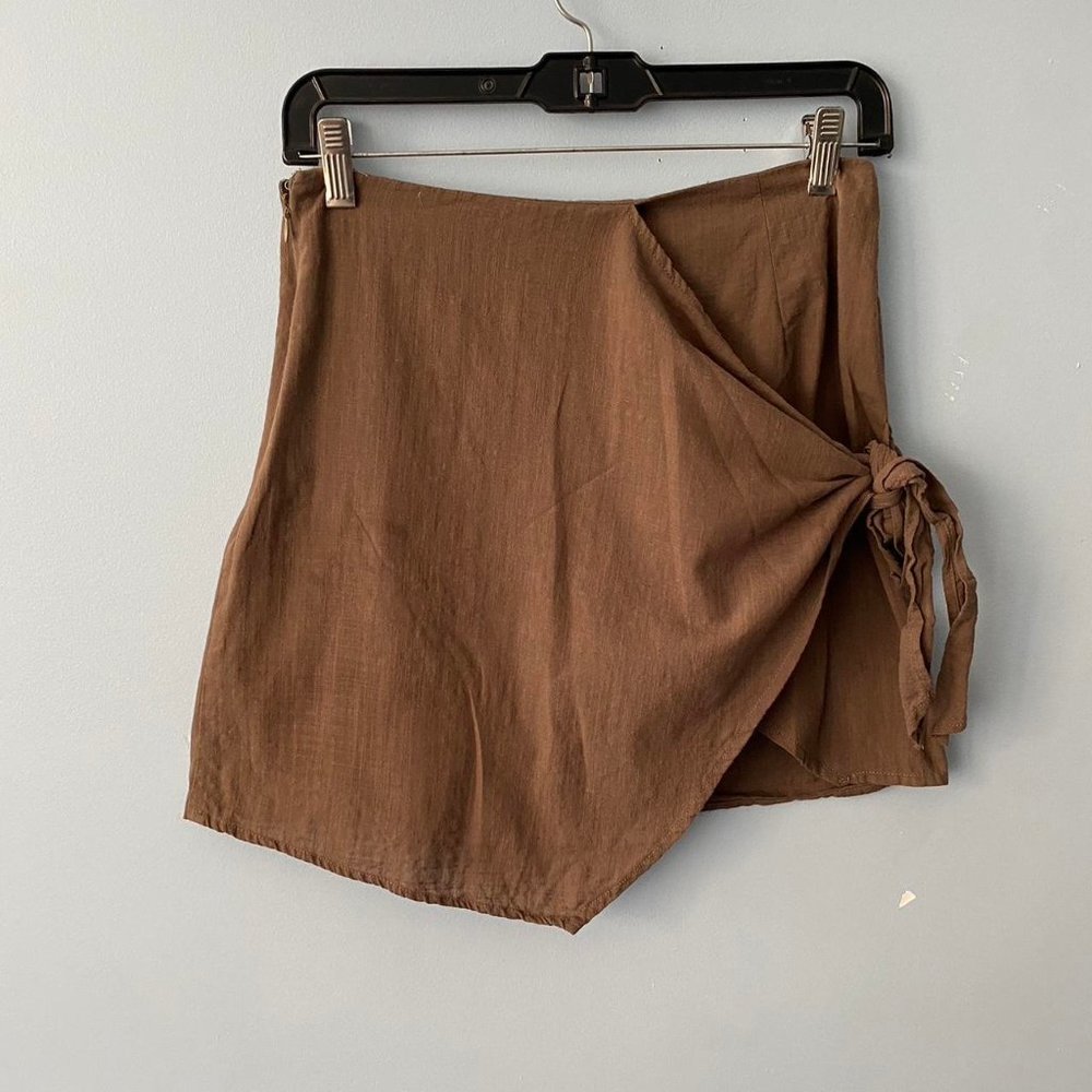 Shein twist tie light army green mini skirt